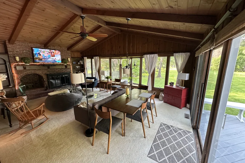 The family room of the house in Saco.